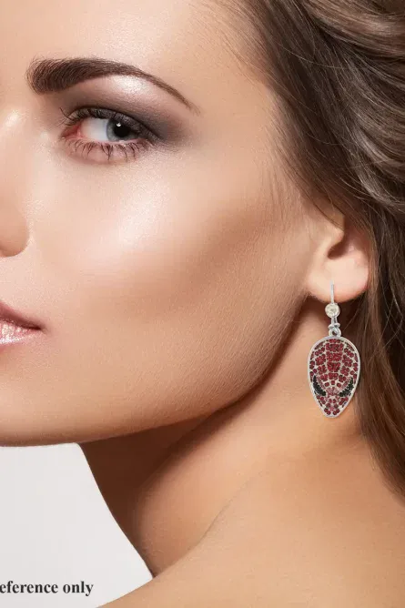 81 - Crimson Web Teardrop Statement Earrings - Image 4