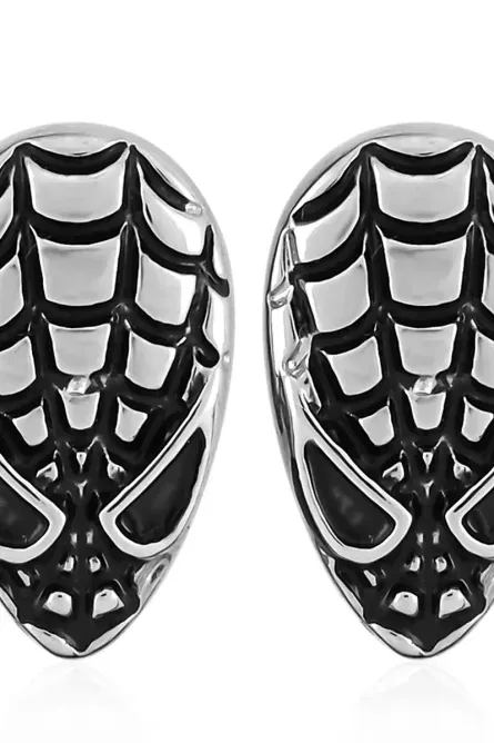 81 - Black Web Mask Stud Earrings - Image 1