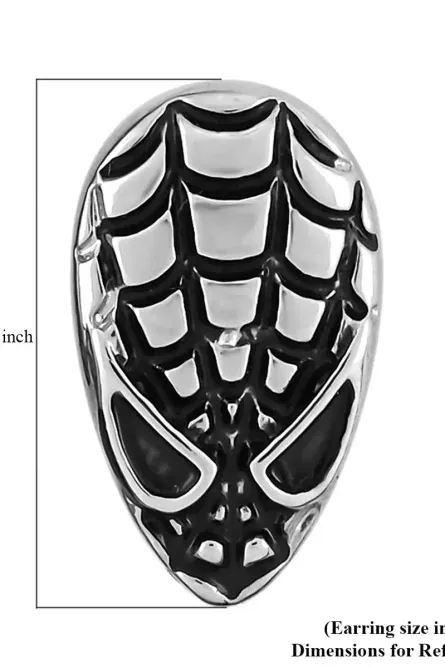 81 - Black Web Mask Stud Earrings - Image 5