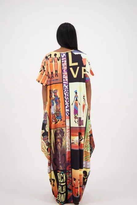 0077 - Afro Mosaic Story Kaftan - Image 2