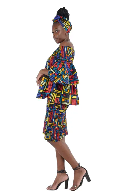 0044 - Urban Kente African Skirt Set - Image 4