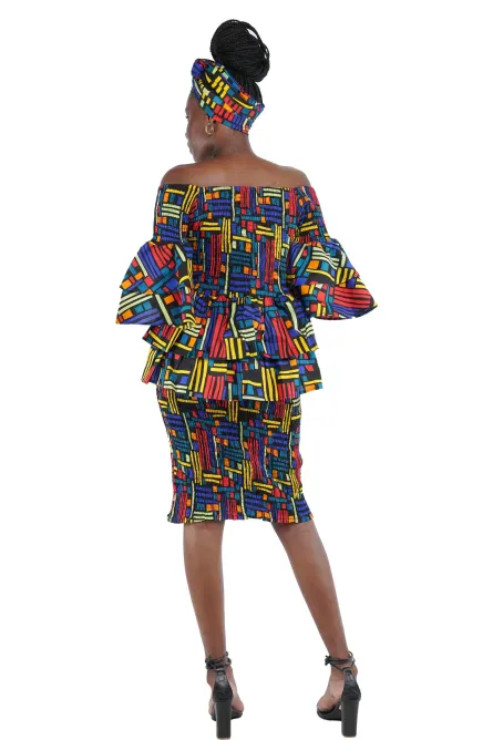 0044 - Urban Kente African Skirt Set - Image 3