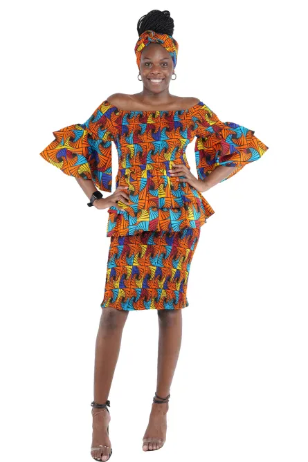 0044 - Ankara Fan Flair Skirt Set - Image 4