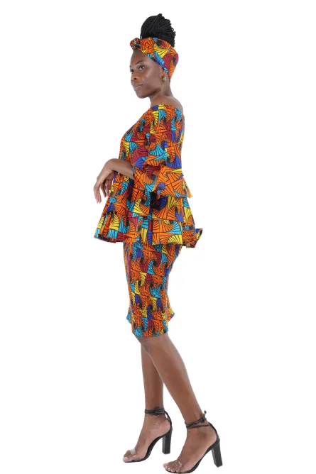 0044 - Ankara Fan Flair Skirt Set - Image 3