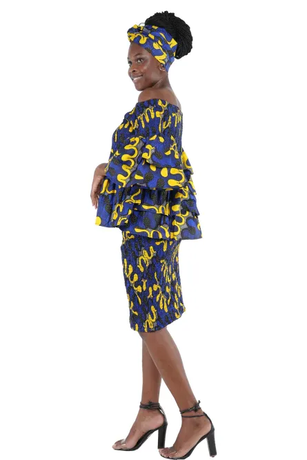 0044 - Royal Indigo African Skirt Set - Image 4