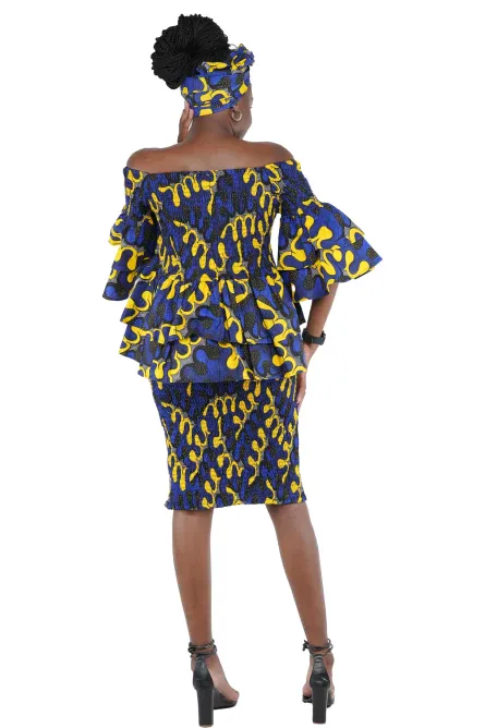 0044 - Royal Indigo African Skirt Set - Image 3