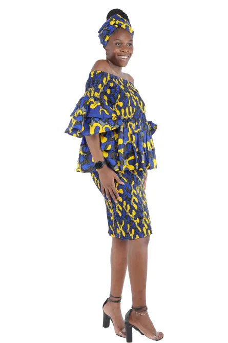 0044 - Royal Indigo African Skirt Set - Image 2