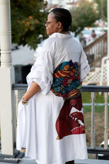 0009- Crowned Grace Ruffle Sleeve Shirt Dress - Image 3