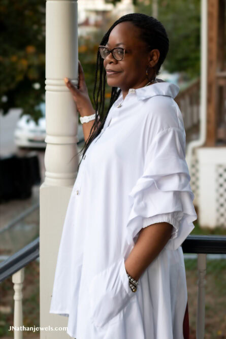 0009- Crowned Grace Ruffle Sleeve Shirt Dress - Image 4