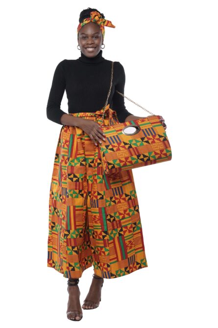 0070 - Heritage Gold Kente Palazzo Set - Image 1