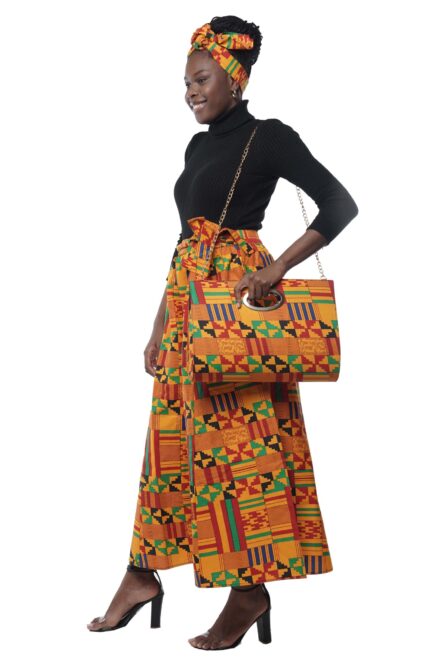 0070 - Heritage Gold Kente Palazzo Set - Image 4