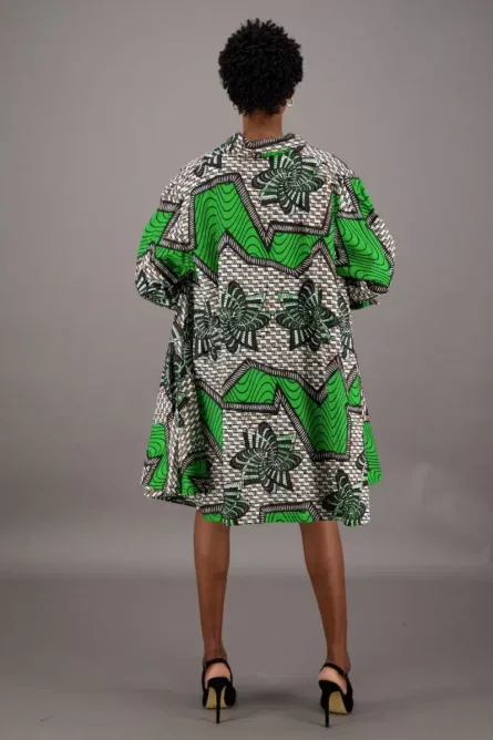 0009 - Emerald Echo Button-Down Dress - Image 3