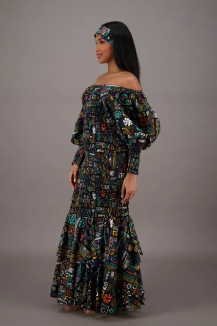 0011 - Mystic Midnight Off-Shoulder Dress Set - Image 3