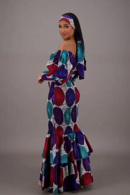 0011 - Mystic Mosaic Off-Shoulder Mermaid Dress - Image 2