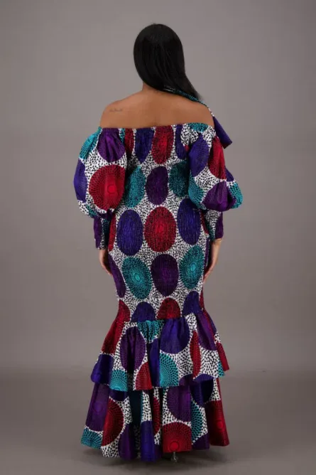 0011 - Mystic Mosaic Off-Shoulder Mermaid Dress - Image 3