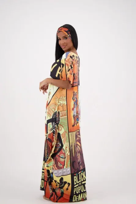 0077 - Afro Mosaic Story Kaftan - Image 3