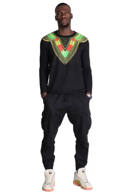 09 - Heritage V Kente Print Long Sleeve T-Shirt - Image 2