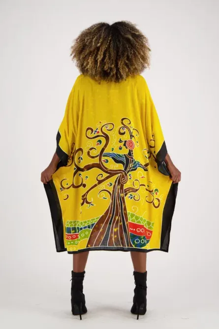 0081 - Sunrise Bloom Hand-Painted Kaftan Set - Image 4