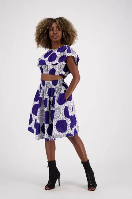 SS - Indigo Purple African Print Set - Image 2
