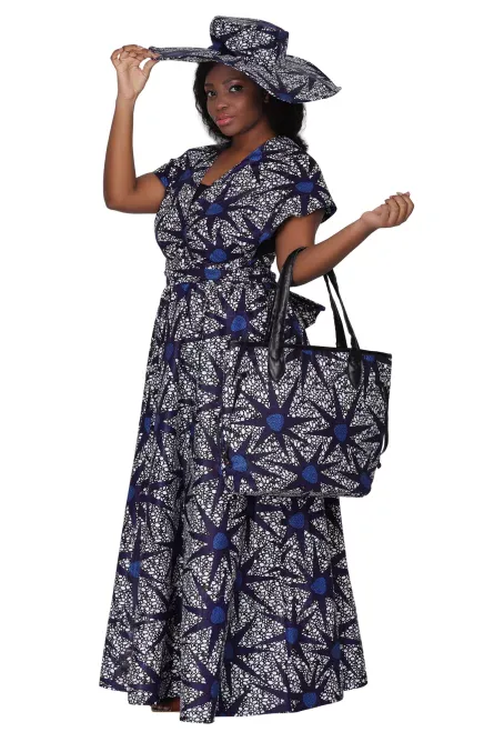 092 - Midnight Bloom Ankara Tote - Image 3