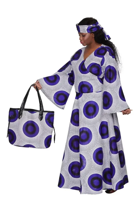 092 - Indigo Orbit Ankara Tote - Image 1