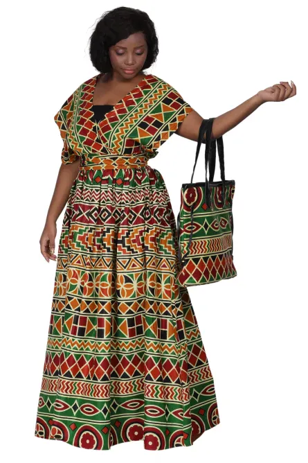 092 - Kente Bloom Ankara Tote - Image 1