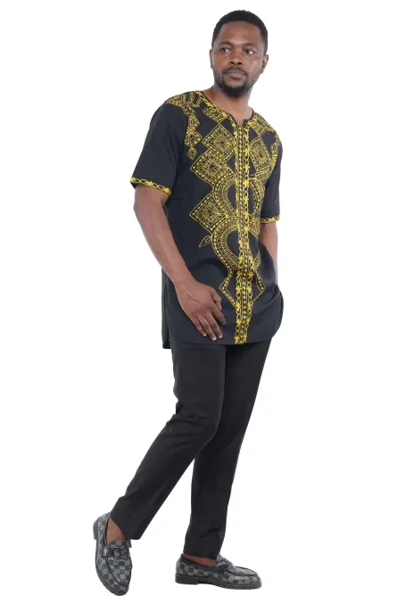 08 - Royal Noir Black & Gold Embroidered Cotton Shirt - Image 3