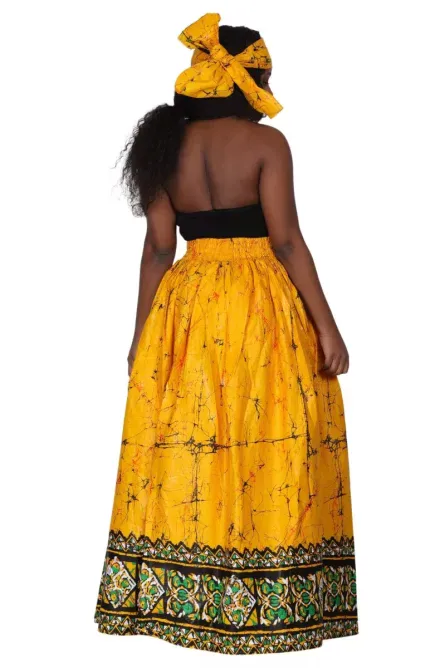 0047 - Yellow Marble African Print Skirt - Image 4