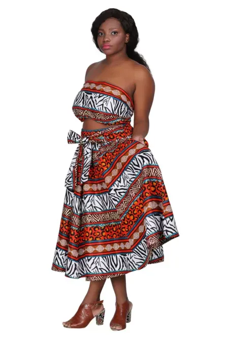 0042 - Safari Vibes African Print Full Skirt - Image 3