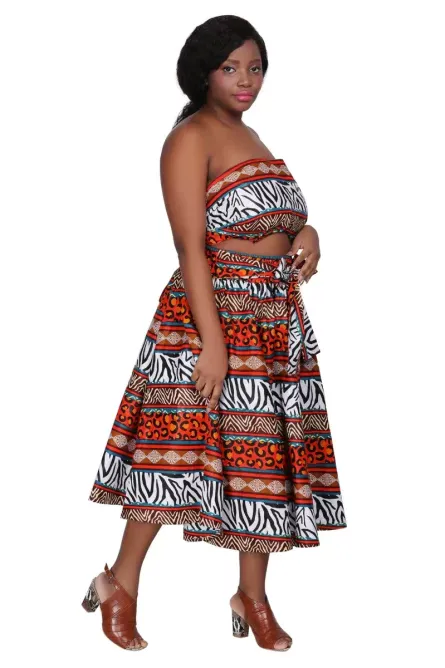 0042 - Safari Vibes African Print Full Skirt - Image 4