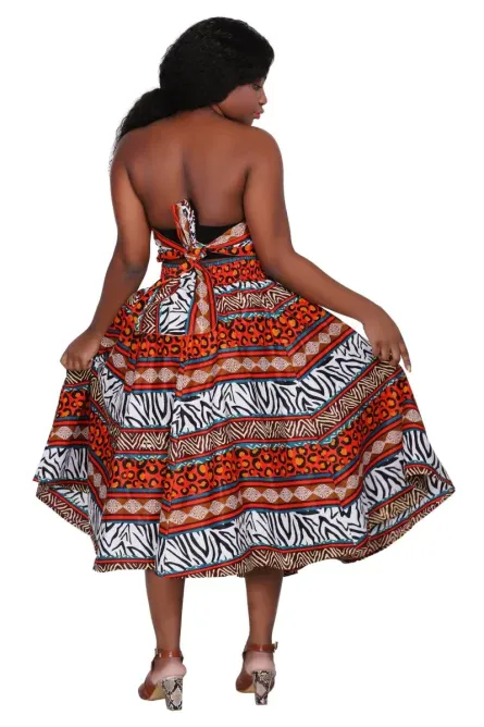 0042 - Safari Vibes African Print Full Skirt - Image 2