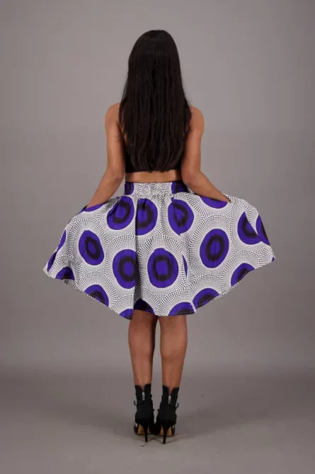 0041 - Blue Circle African Print Skirt - Image 2
