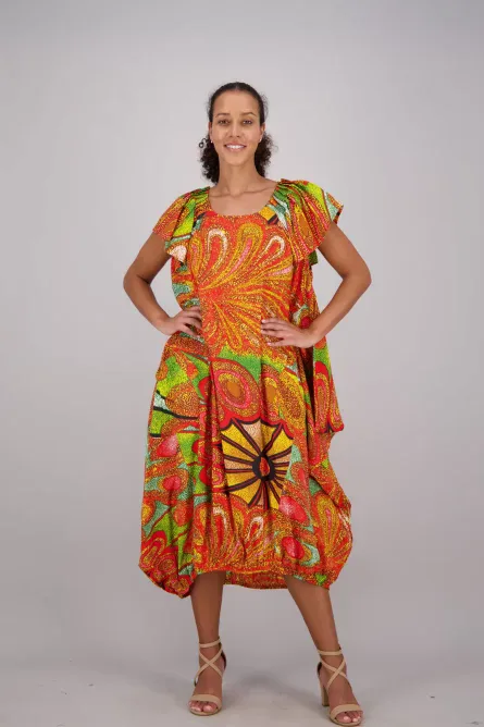 0003 - Sunburst Bliss African Print House Dress - Image 2