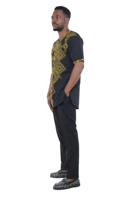 08 - Royal Noir Black & Gold Embroidered Cotton Shirt - Image 2