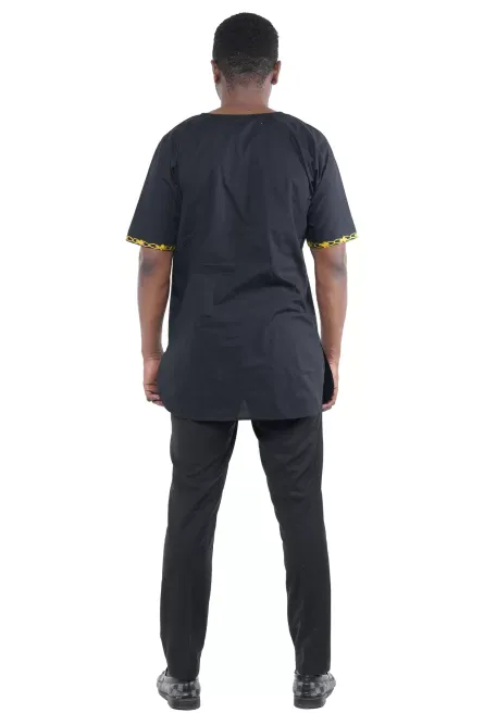 08 - Royal Noir Black & Gold Embroidered Cotton Shirt - Image 4