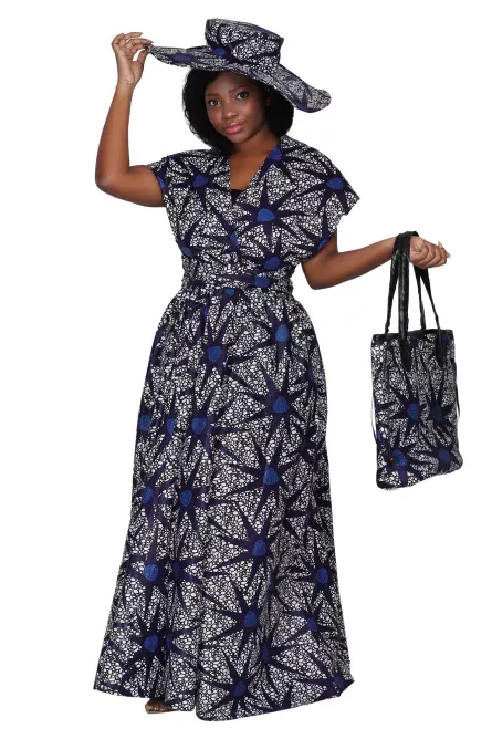 092 - Midnight Bloom Ankara Tote - Image 2