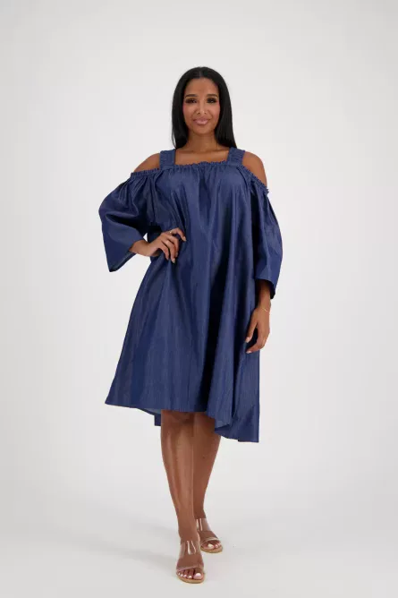 0005 - Indigo Grace Off-Shoulder Denim Dress - Image 2