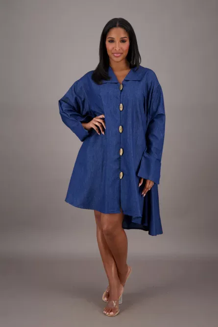 0005 - Classic Blue Denim Swing Dress - Image 3