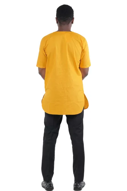 08 - Golden Essence Embroidered Cotton Dashiki Shirt - Image 4