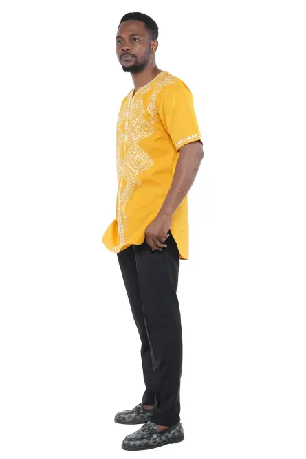 08 - Golden Horizon Embroidered Cotton Dashiki Shirt - Image 2
