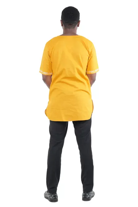 08 - Golden Horizon Embroidered Cotton Dashiki Shirt - Image 3