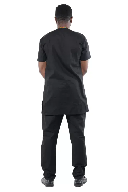 02 - Men’s Black Two-Piece Pant Set with Multicolor Front Panel - Image 4