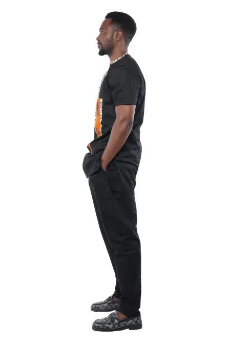02 - Men’s Black Two-Piece Pant Set with Contrast Panel - Image 3