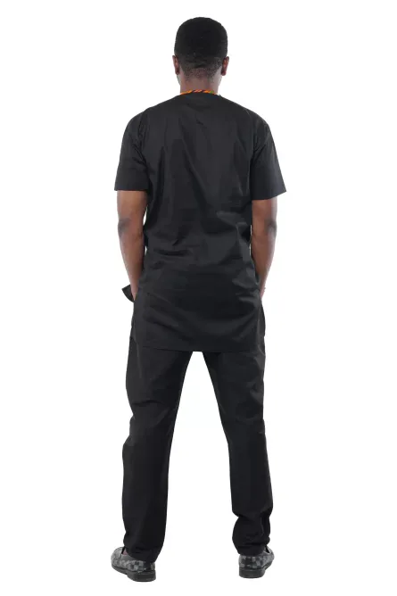 02 - Men’s Black Two-Piece Pant Set with Contrast Panel - Image 4