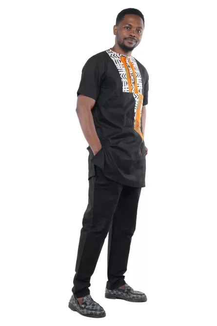 02 - Men’s Black Two-Piece Pant Set with Contrast Panel - Image 5