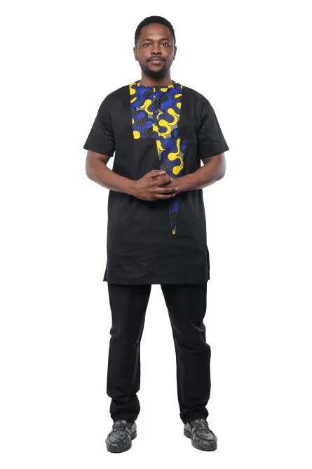 02 - Men’s Black Two-Piece Pant Set with Contrast Trim