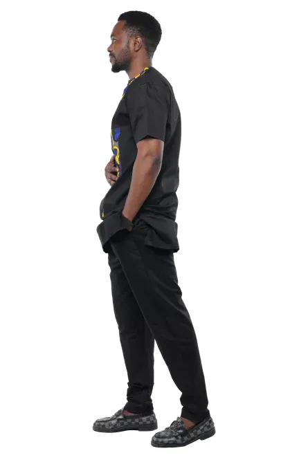 02 - Men’s Black Two-Piece Pant Set with Contrast Trim - Image 2