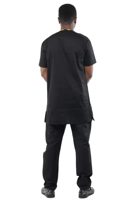 02 - Men’s Black Two-Piece Pant Set with Contrast Trim - Image 4