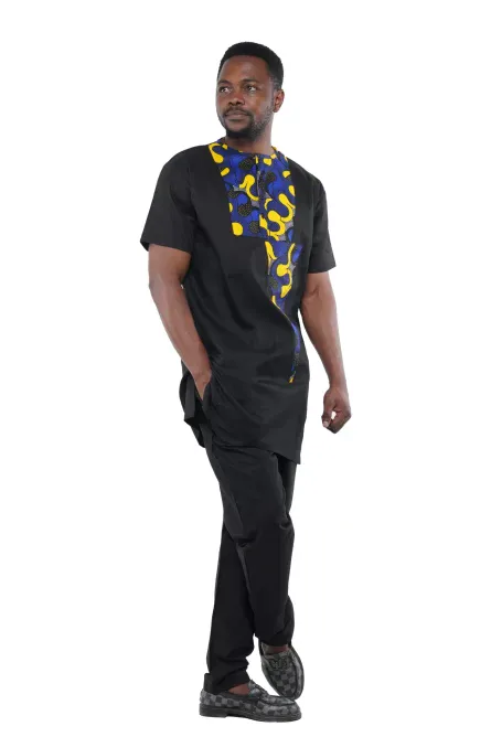 02 - Men’s Black Two-Piece Pant Set with Contrast Trim - Image 3