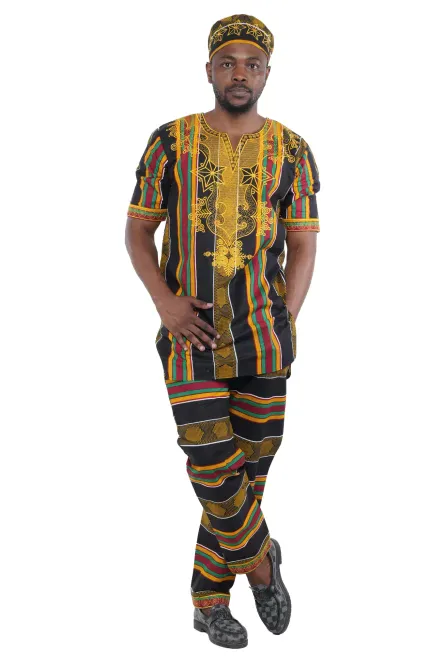 04 - Kente Embroidered Pant Set For Men - XL